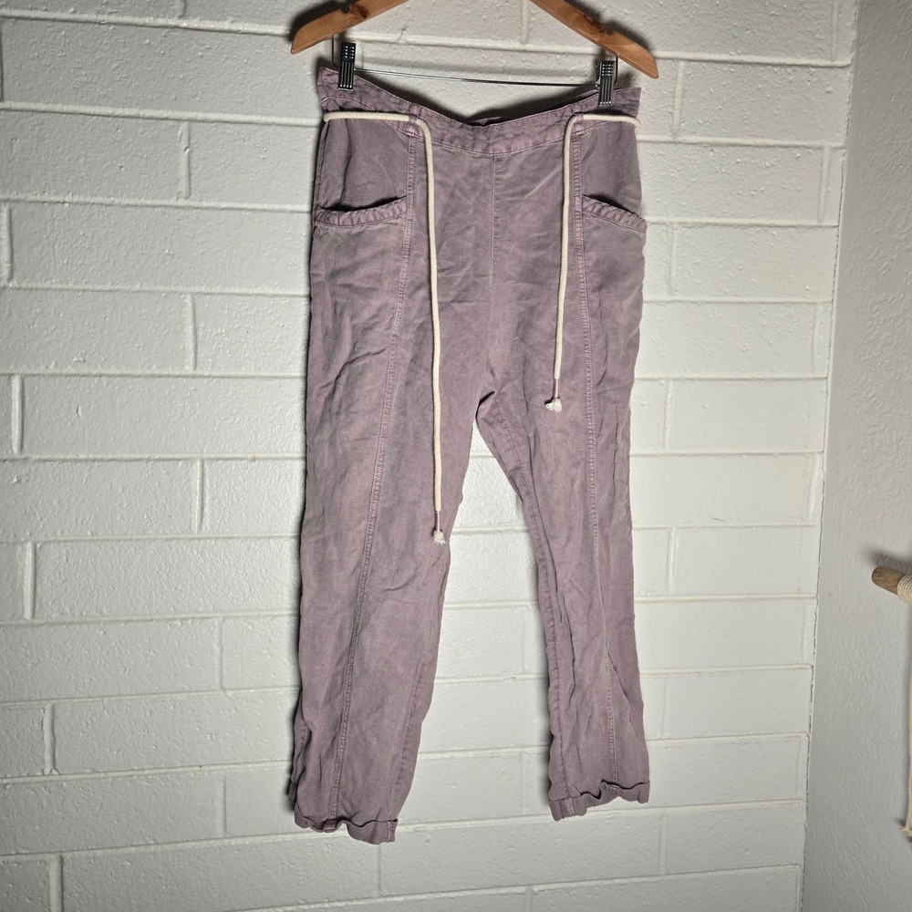 C&C California Linen Lyocell Pants Large Mauve Relaxed Drawstring Beach‎ Resort